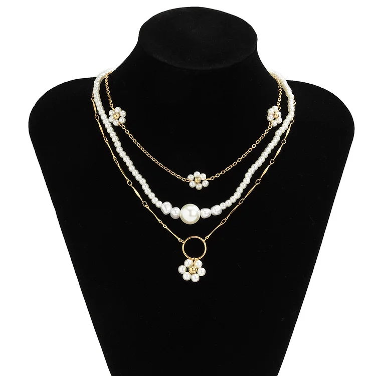 Pendant Pearl Metal Necklace Multiple Sets-Accessories