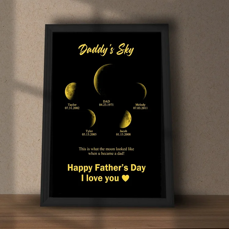 Custom Daddy's Sky Art Real Moon Phase