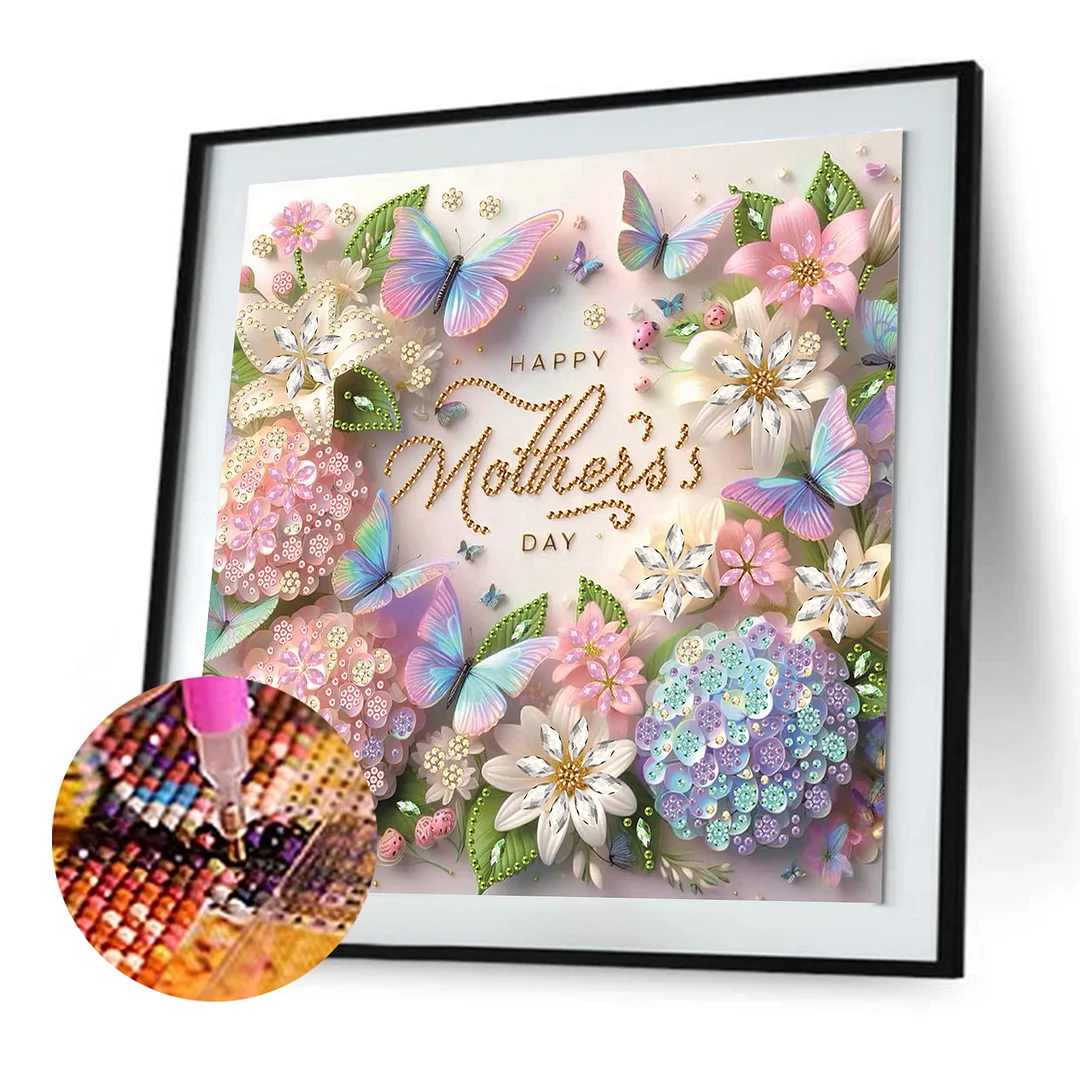 Diamond Painting - Partial Special Shaped Drill - Butterfly Mothers Day(Canvas|30x30cm)
