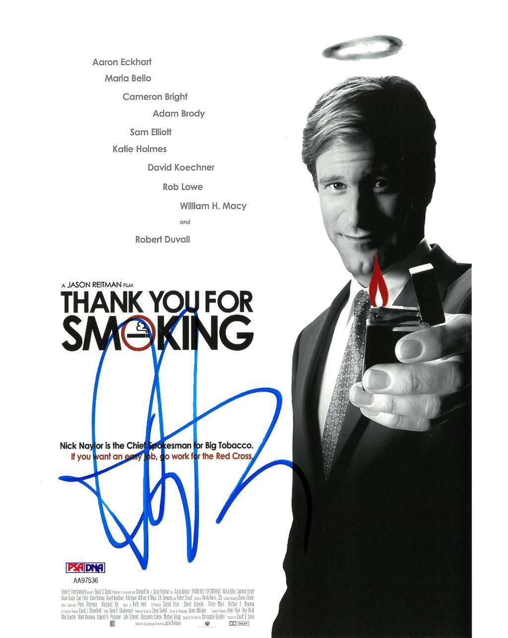 Aaron Eckhart Signed Thank You for Smoking Auto 8x10 Photo Poster painting PSA/DNA #AA97536