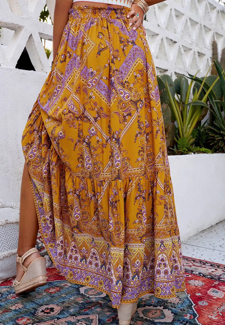 Drawstring Waist Bohemian Maxi Dress