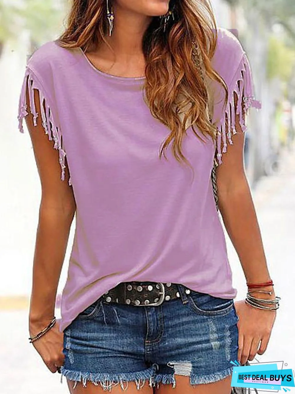 Women's Plus Size Blouse Shirt Color Block Plain Fashion Round Neck Tops Basic Top White Black Purple-827