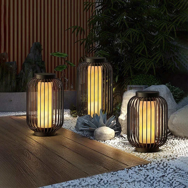 Waterproof Stainless Steel Cage Shape Brown Modern Outdoor Lanterns - Appledas