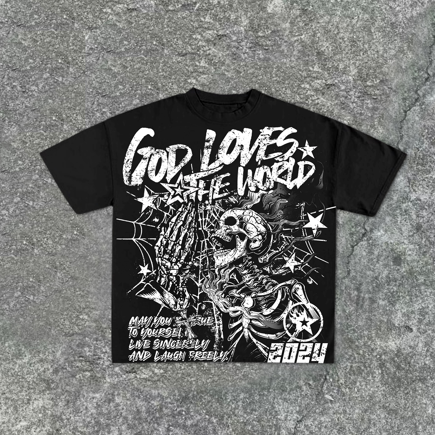 Casual Short Sleeve God Loves The World Graphics 100% Cotton T-Shirt