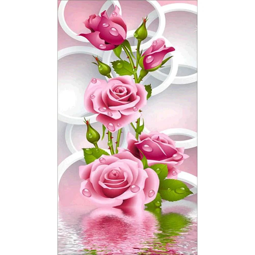 Pink Flower - Full Round - Diamond Painting