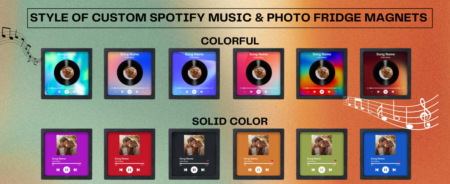 Color of Custom Memory Spotify Music Photo Magnets for Fridge, Meaningful Gifts for Couples