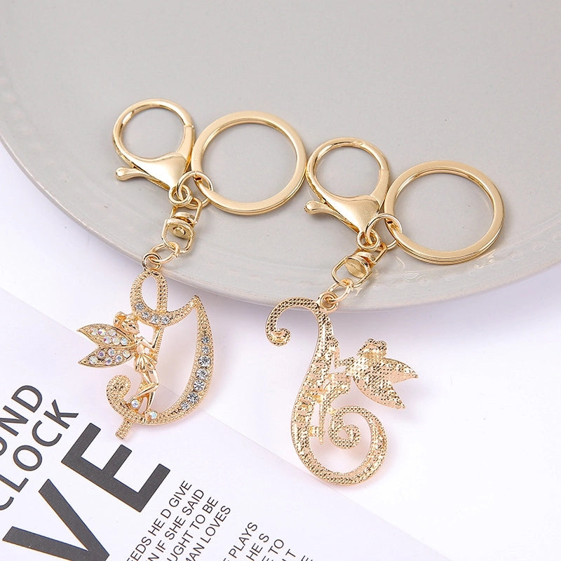 Minimalist Letter Zinc Alloy Diamond Unisex Bag Pendant Keychain