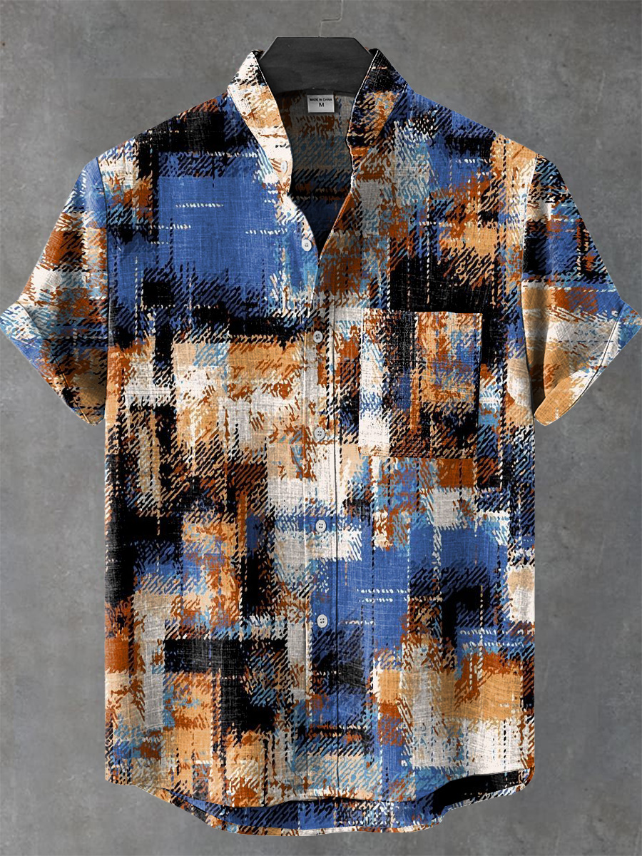 Abstract Stripes Gradient Art Prints Casual 100% Cotton Shirt