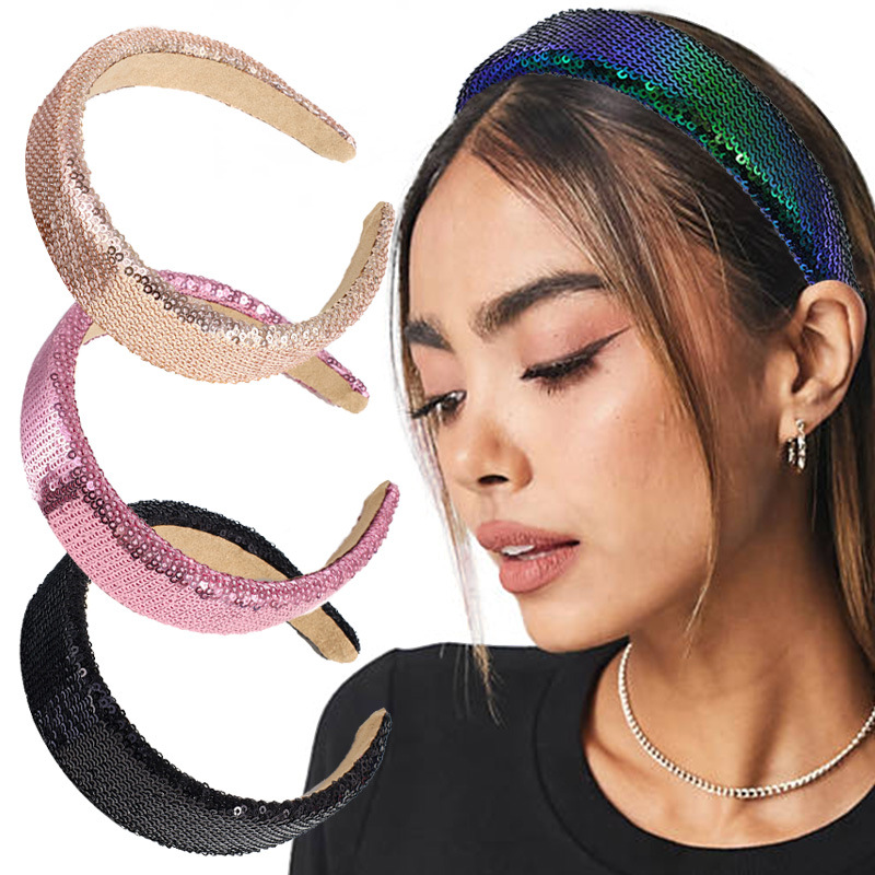 Glam Sparkle Sequin Wide Headband - Versatile & Vibrant Hair Accessory