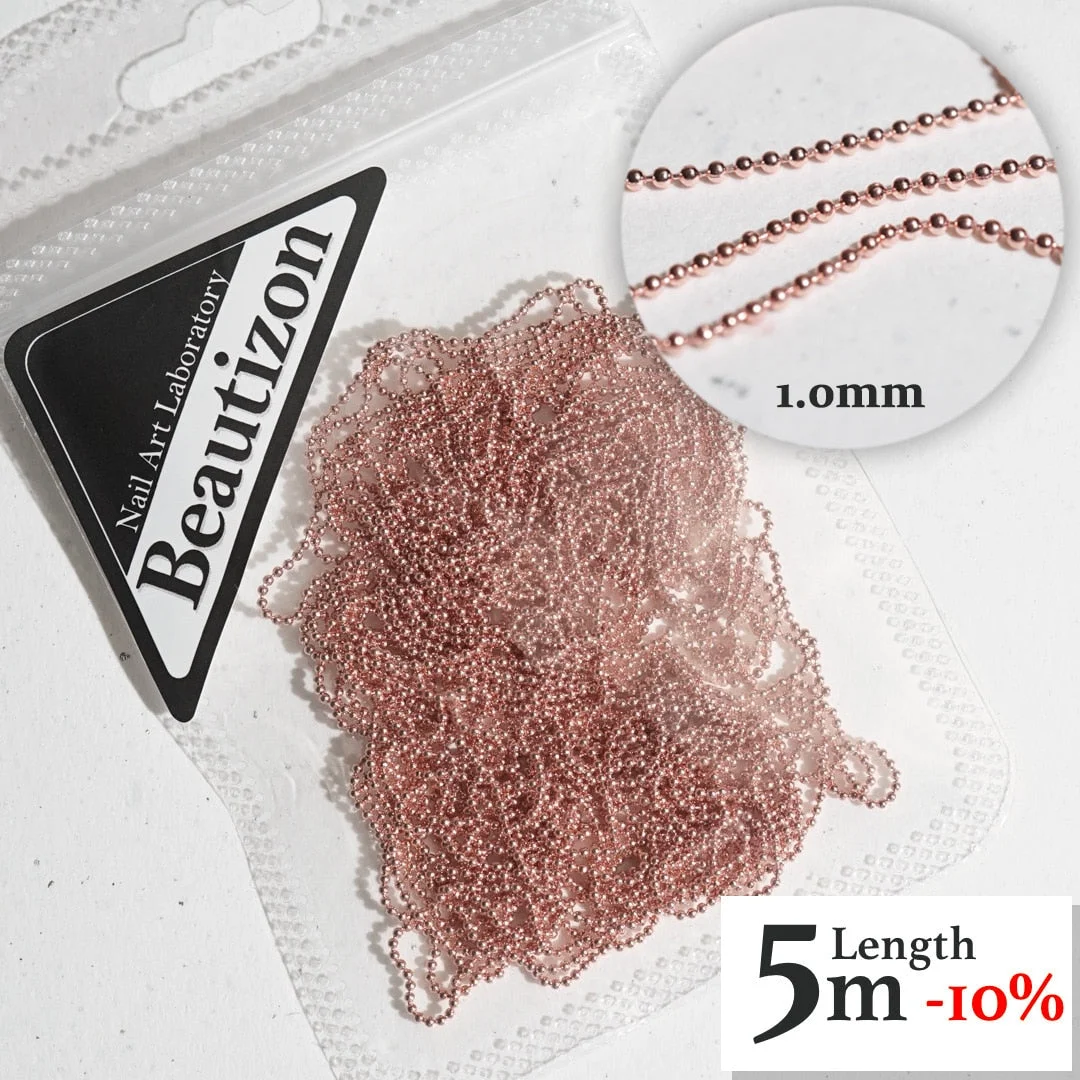 Nail Chain 0.8mm/1.0mm Rose Gold Silver Pixie Stone Decorations Accessory Metal Steel Ball Chain Nail Art Jewelry-Nail Inspo