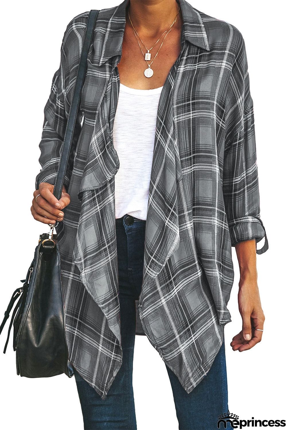 Plaid Drape Cardigan