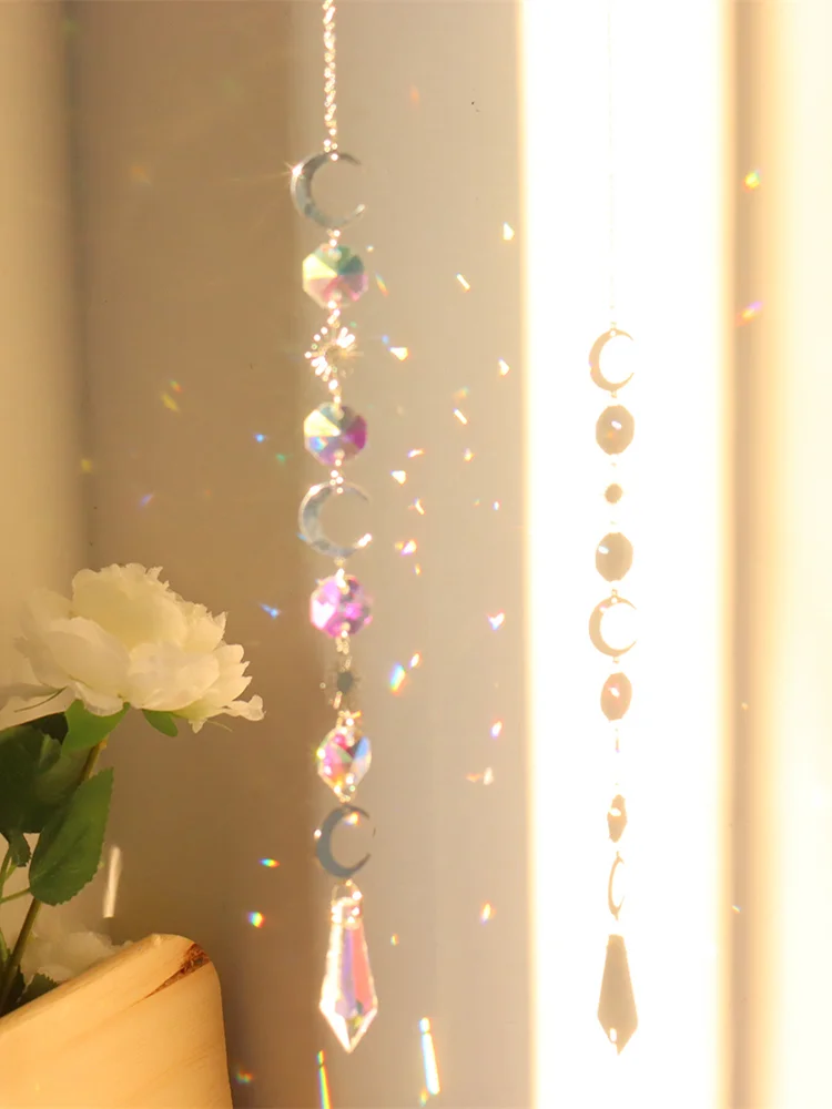 Wind Chime Crystal Diamond Light Catcher Ball Ornaments Round Frame Pendant