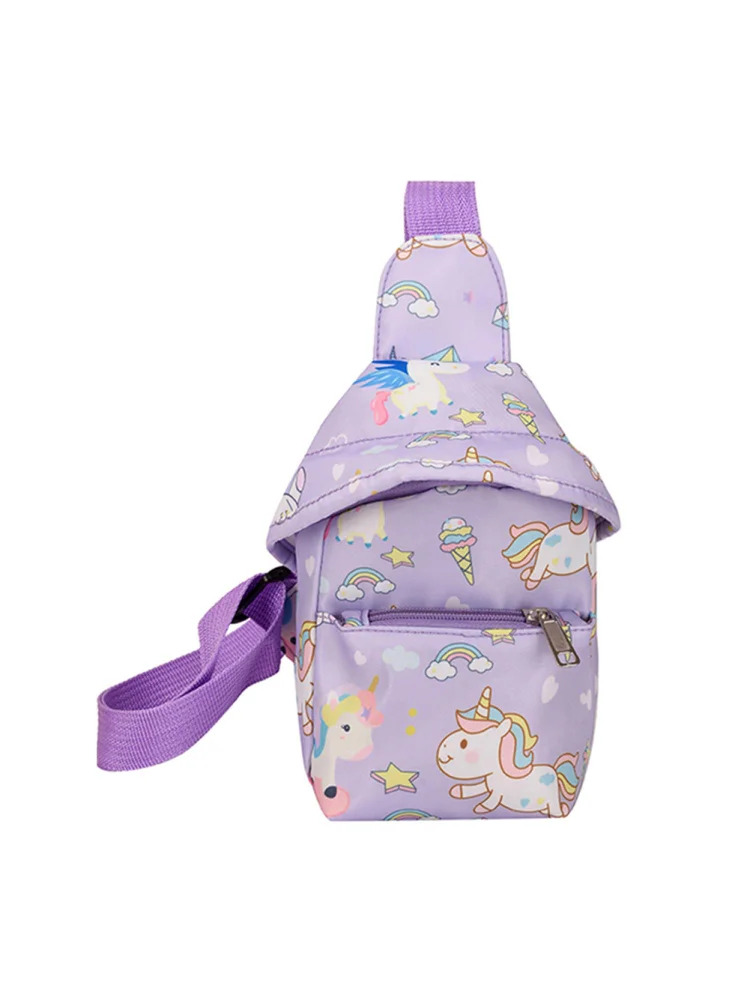 Cute Cartoon Print Chest Bag Children Hats Nylon Messenger Bags (Purple)