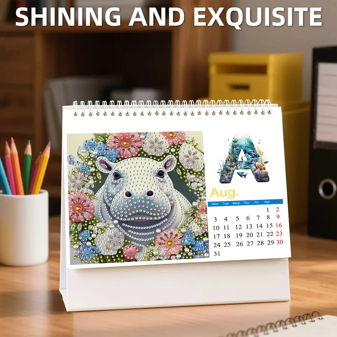2026 Calendar Diamond Painting Kit Animal DIY Diamond Art Desk Calendar