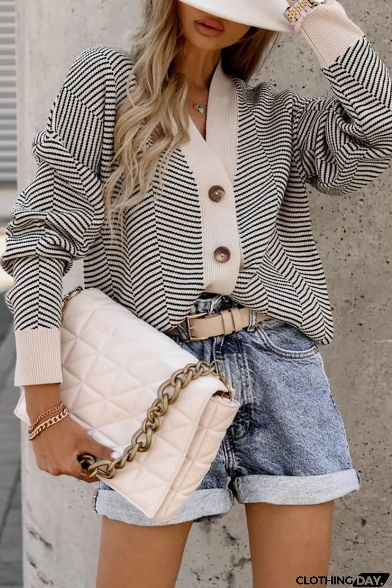 Stripe Button Cardigan