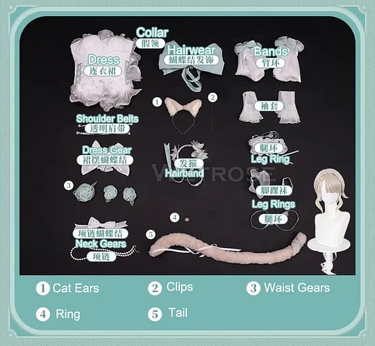 [Wetrose] Lynette Angel's Courtyard SR Cosplay Costume White Ballet Dress Wig Full Set