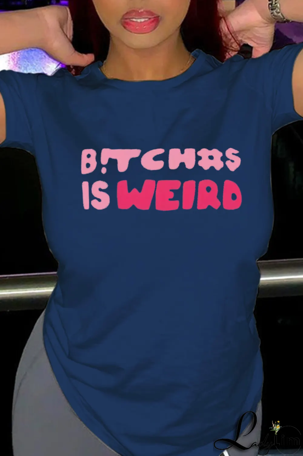 White Fashion Street Print Letter O Neck T-Shirts