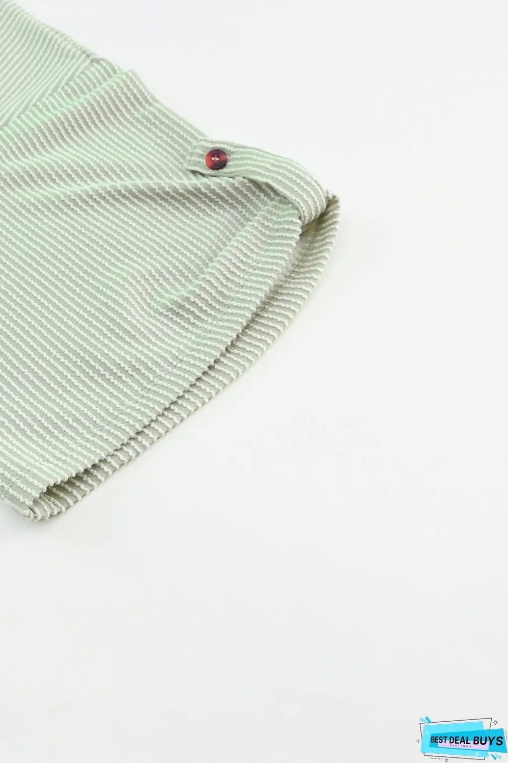 Ribbed Roll-tab Sleeve Oversize Top