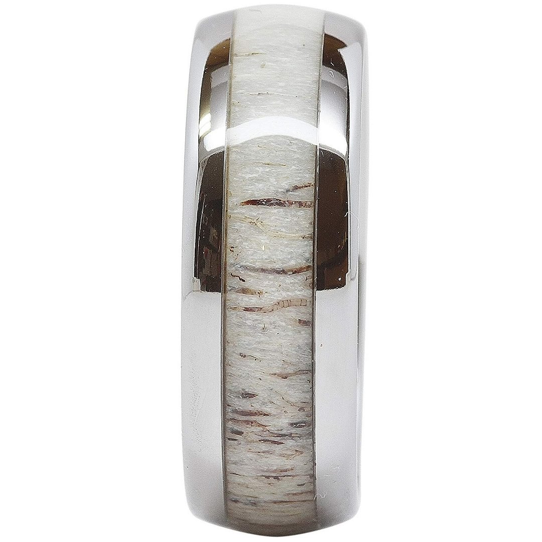 Mens Women Tungsten Matching Ring for Men Womens Wedding Band Deer Antler Inlaid Dome Shape Couple Rings For Width 4MM 6MM 8MM 10MM