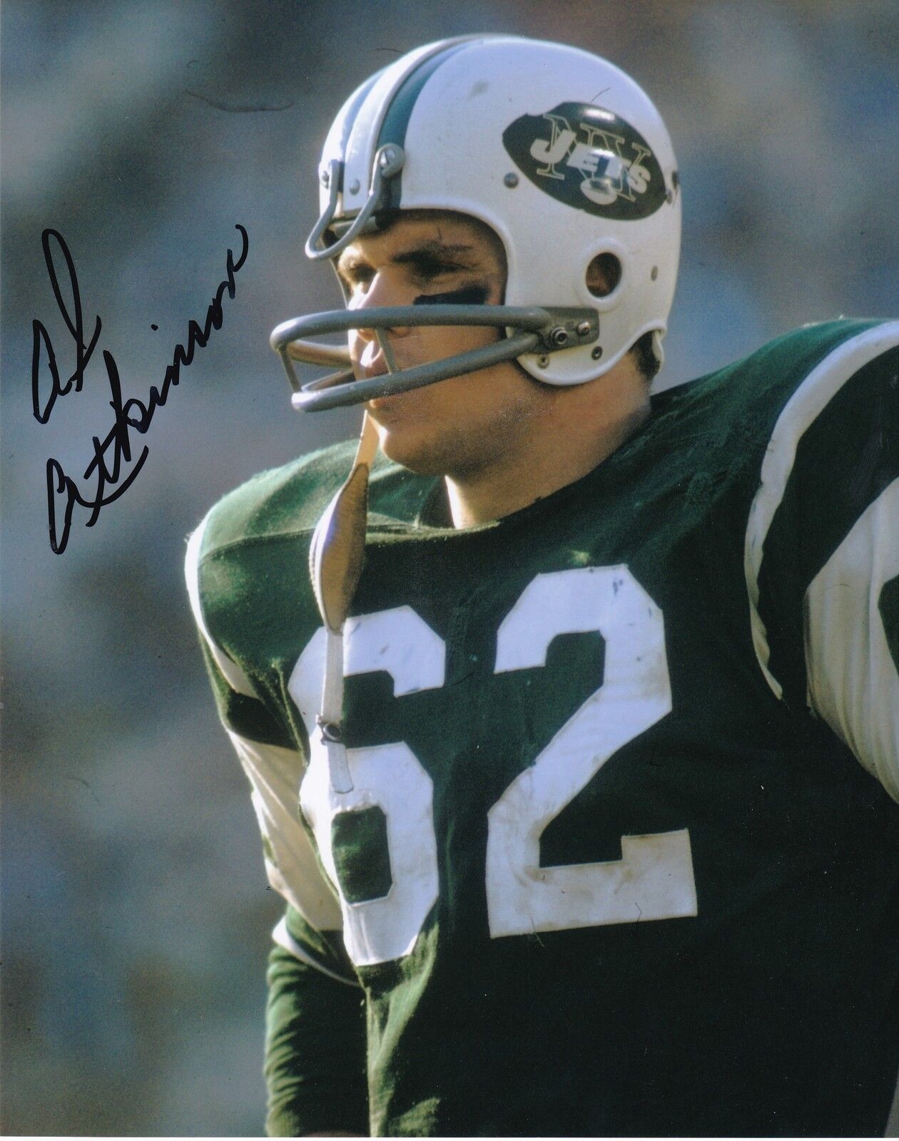 AL ATKINSON NEW YORK JETS ACTION SIGNED 8x10