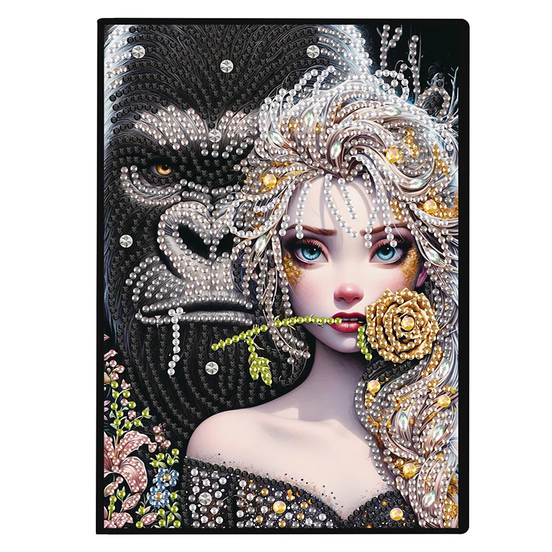 2pcs Girl Partial DIY 50 Pages A5 Diamond Painting Notebook for Study Drawing