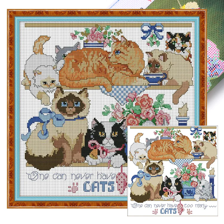 Joy Sunday-Eight Kittens 3 (34*33cm) 14CT Stamped Cross Stitch gbfke