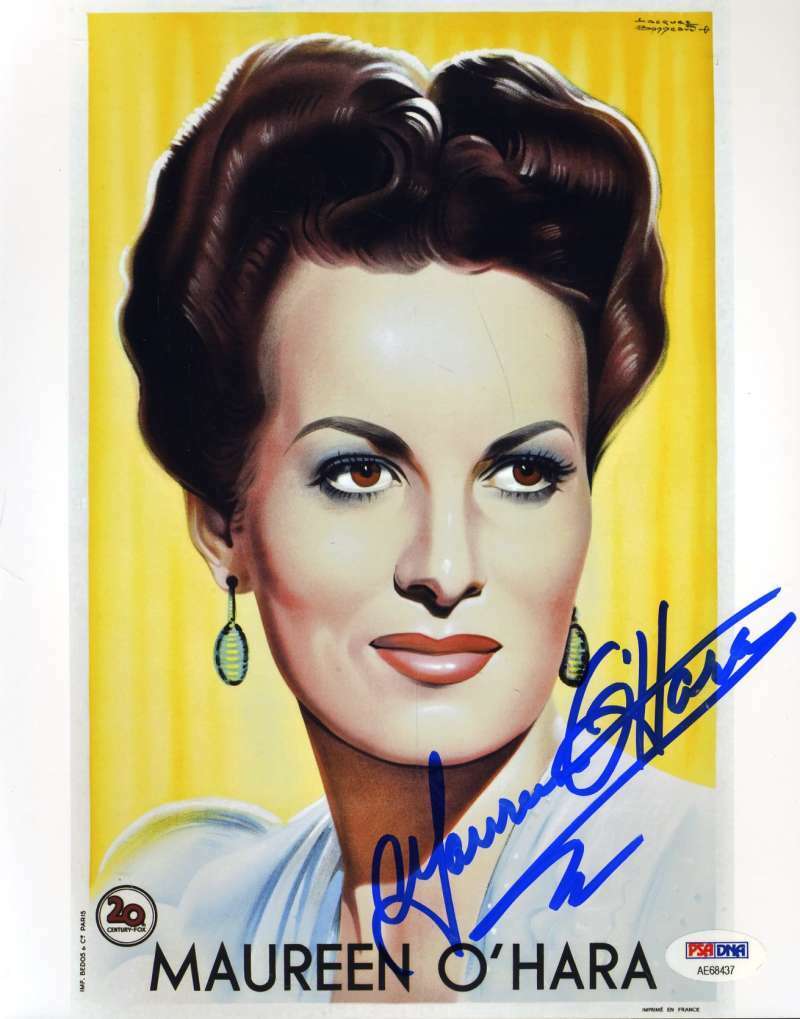 Maureen O`hara Psa Dna Hand Signed 8x10 Photo Poster painting Authentic Autograph