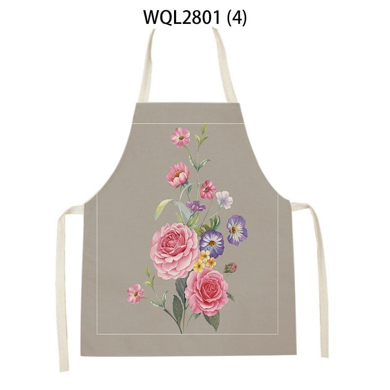 Linen Kitchen Apron - Simple Flowers letclo 