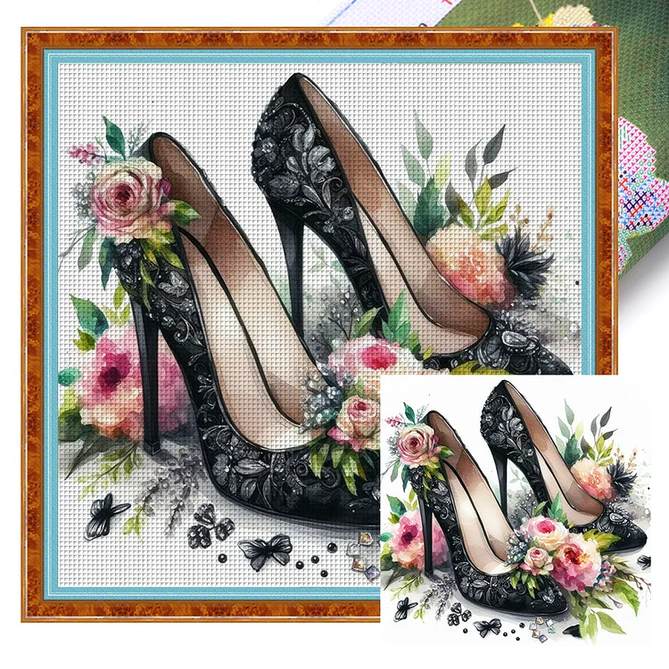 Flower High Heels (40*40cm) 11CT Stamped Cross Stitch gbfke