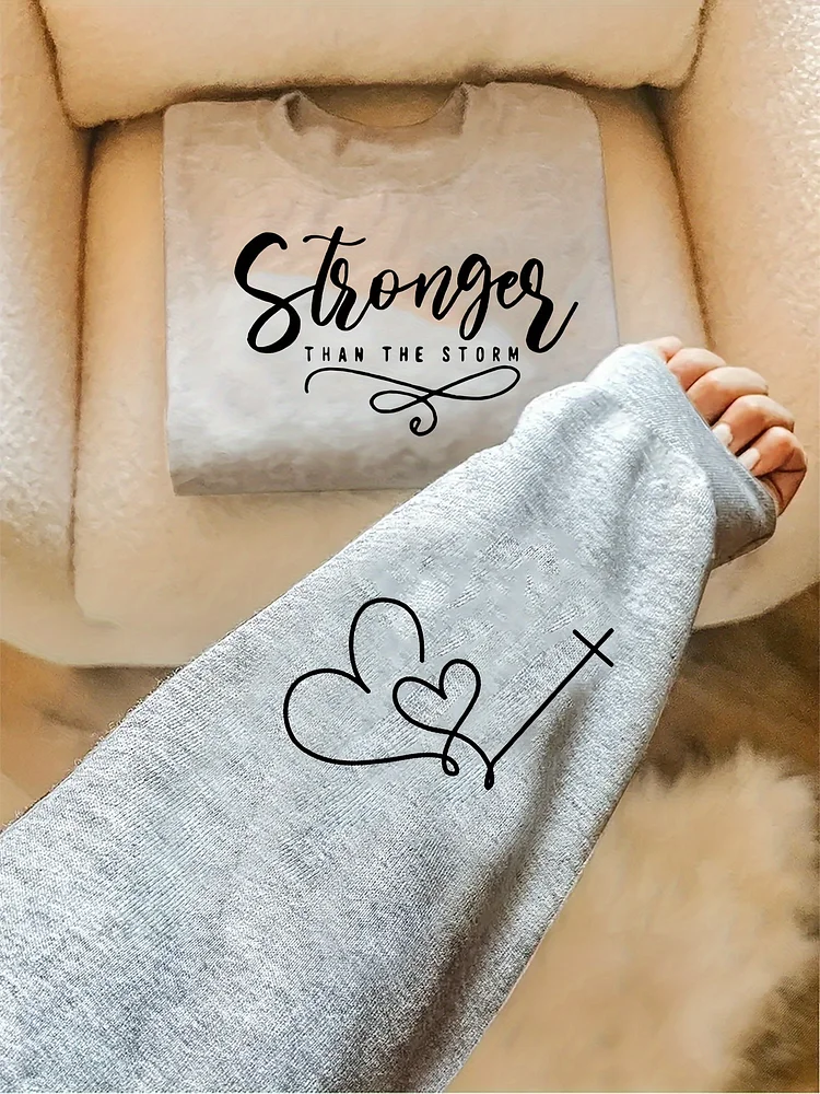 Slogan Print Sweatshirt, Casual Crew Neck Long Sleeve Sweatshirt, Women's Clothing