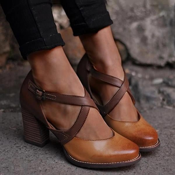 Susiecloths Women Vintage Color Block Sandals
