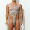 Men's Ice Silk Sexy Transparent Ultra-thin Breathable Bodysuit