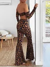 Sexy Strapless Leopard Flared Pants Suits