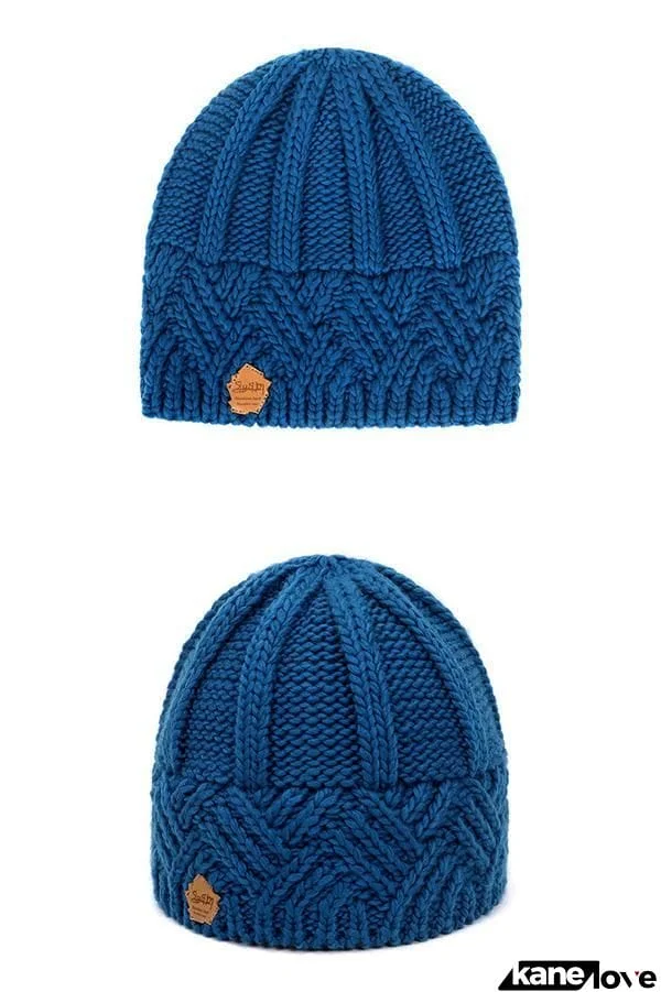 Retro style rhombus lattice thick needle wool knitted hat