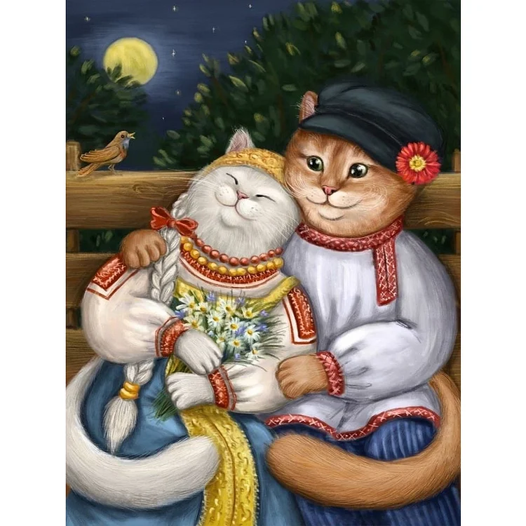 【Huacan Brand】Cat Couple 11CT Stamped Cross Stitch 40*55CM