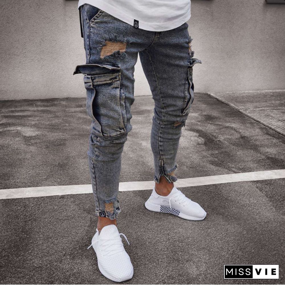 Pockets Zips Casual Jeans