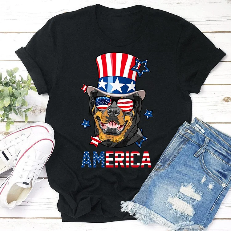 Glasses 4th of July Dog  T-shirt Tee - 02174-Annaletters