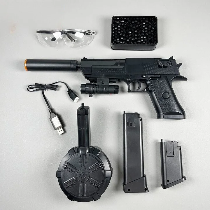 Silencer accessory for Glock gel blaster pistol