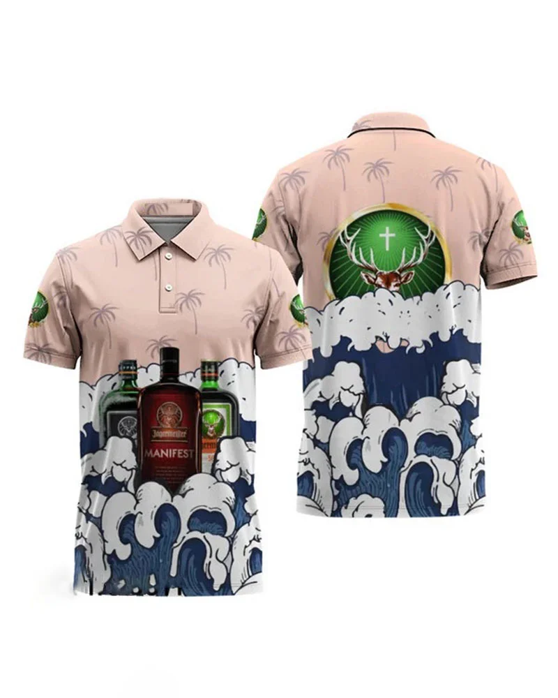 Men's Casual Summer Waves Polo Shirt08