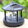 Solar Power LED Light Rotating Lighthouse Landscape Lamp Garden Decoration