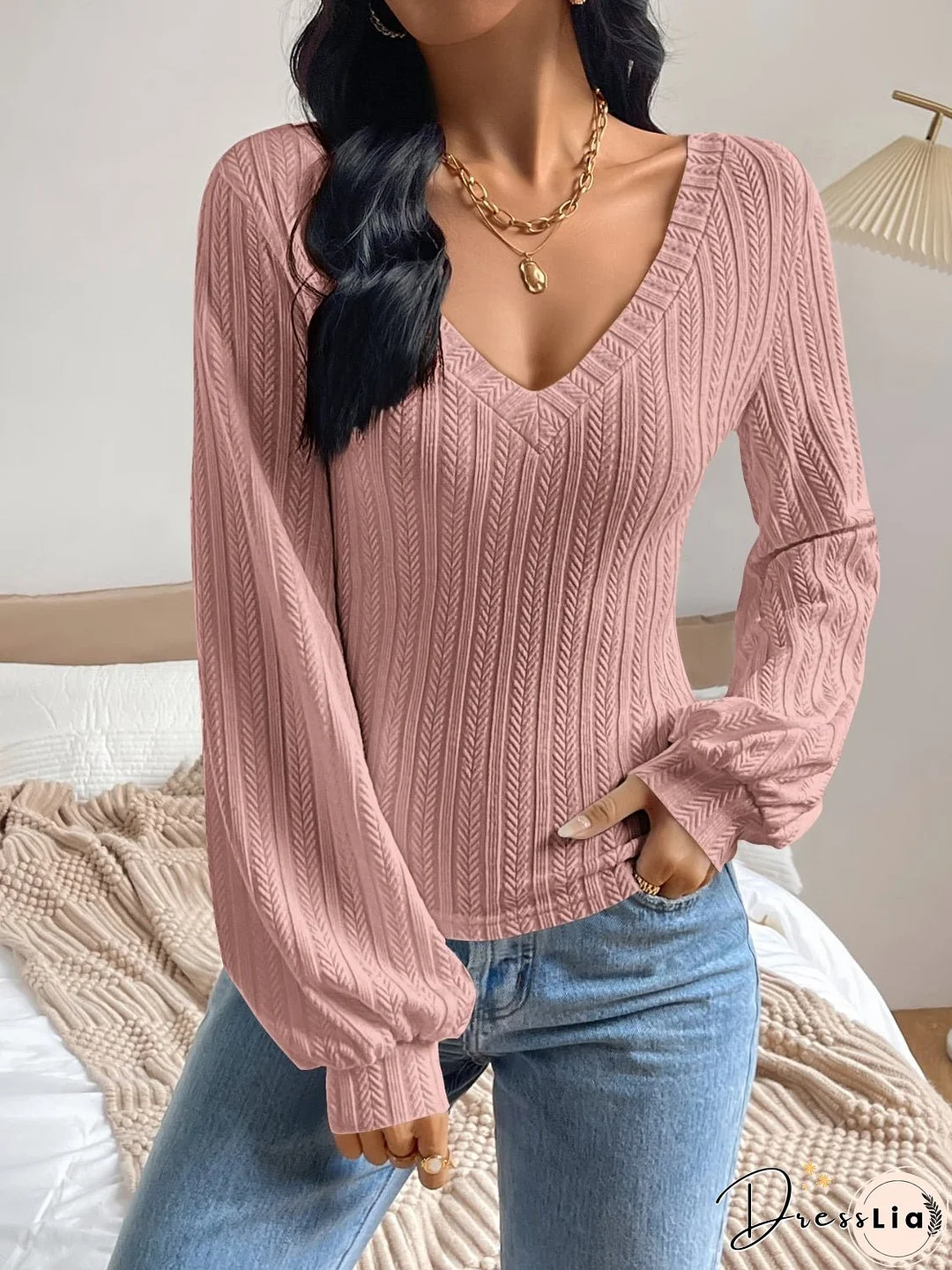 V-Neck Long Sleeve T-Shirt
