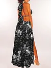 Plunging Irregular Clipping Empire Maxi Dress