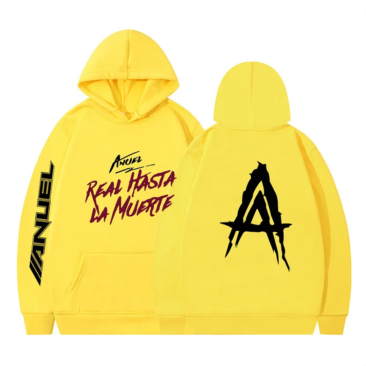 Anuel Aa Real Hasta La Muerte Letter Print Hoodie Loose Pullover Casual Hooded Tops at Hiphopee