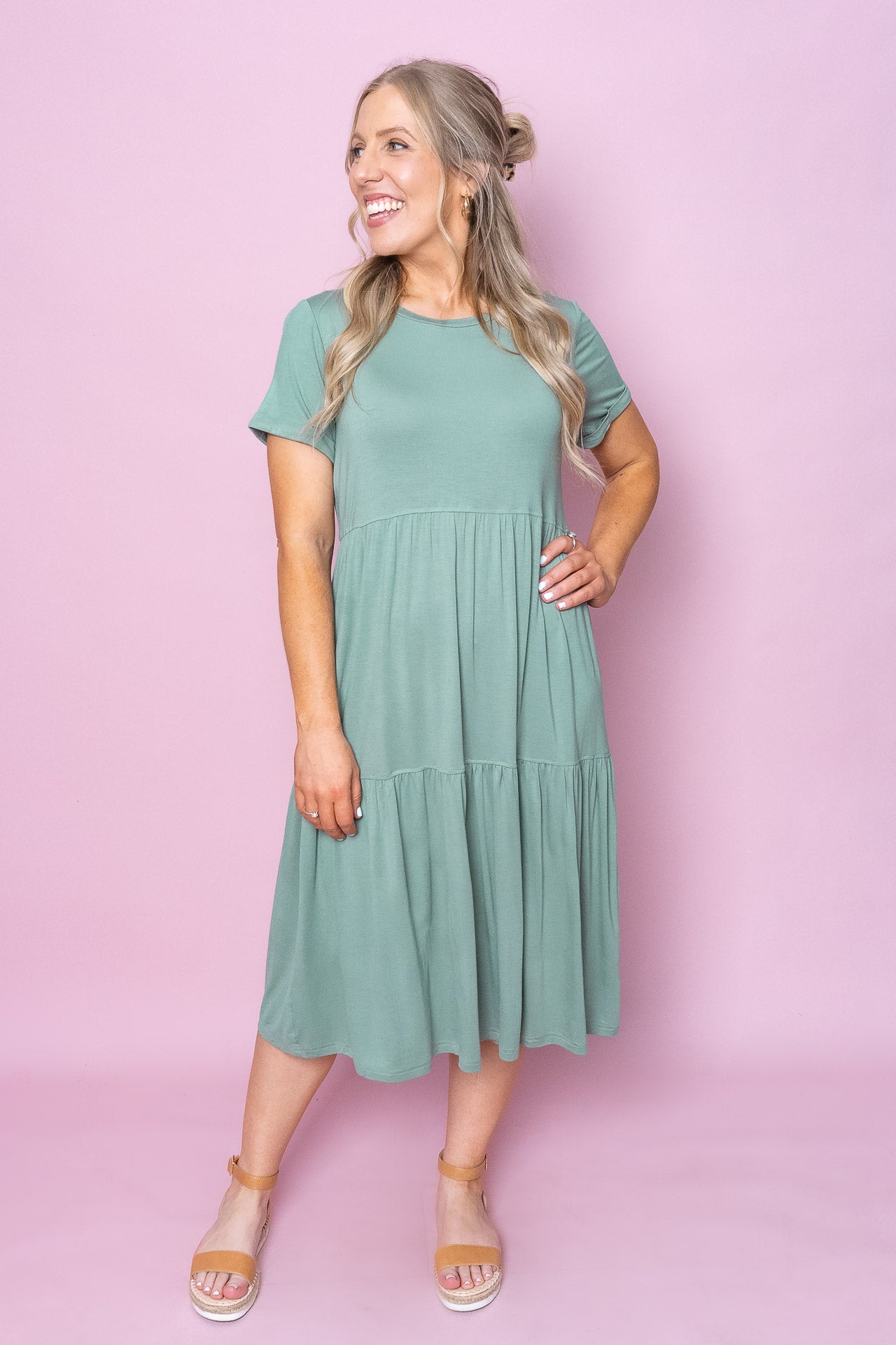 Pauline Midi Dress in Sage