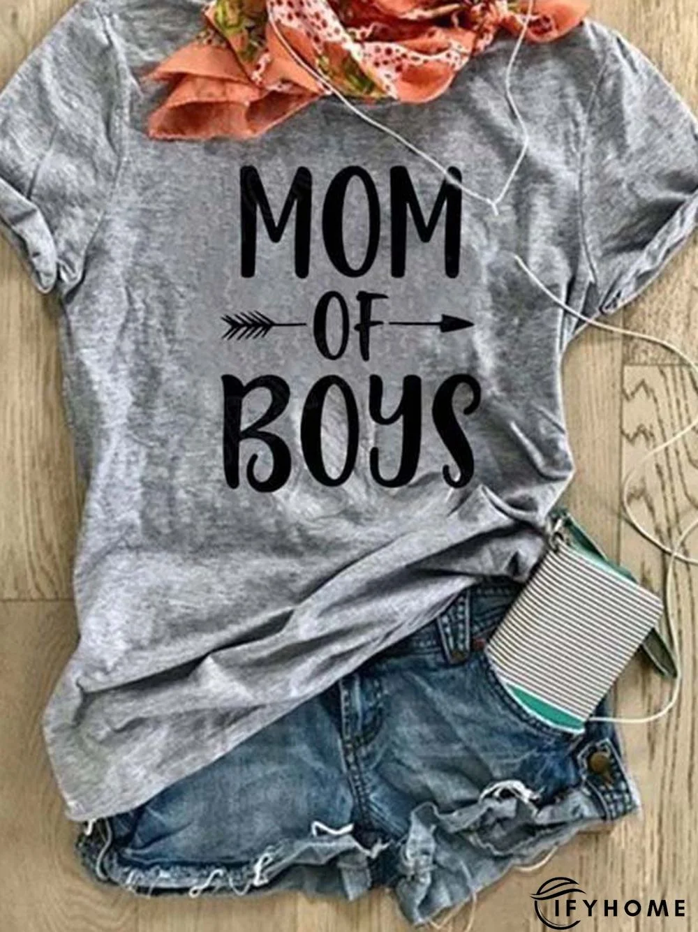 Cotton-Blend Short Sleeve Casual Letter T-shirt | IFYHOME