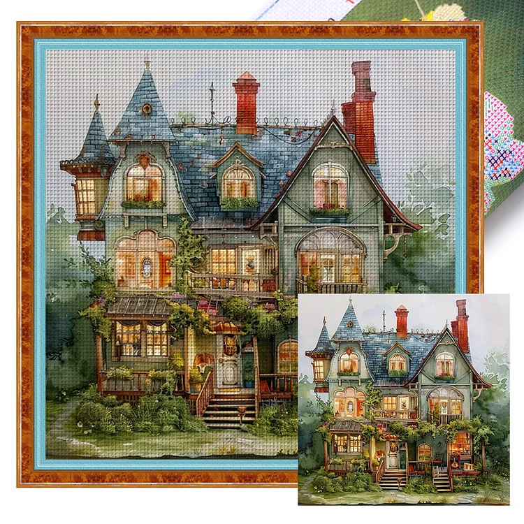 Forest Hut (50*50CM) 14CT Stamped Cross Stitch gbfke