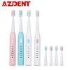 AZDENT New AZ-3 Pro Sonic Electric Toothbrush USB Charger Rechargeable Tooth Brush 4 Replacement Heads 5 Cleaning Modes Timer