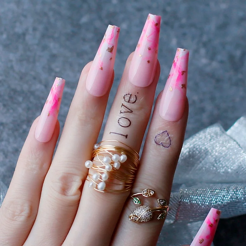 Brown Leopard French Fake Nails luxury combination in black Art Square Nude Artificial Salon False nails can be reused thicken-Nail Inspo