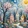Colorful Houses-14CT Stamped Cross Stitch 40*40cm/15.75*15.75in tapestrymarket
