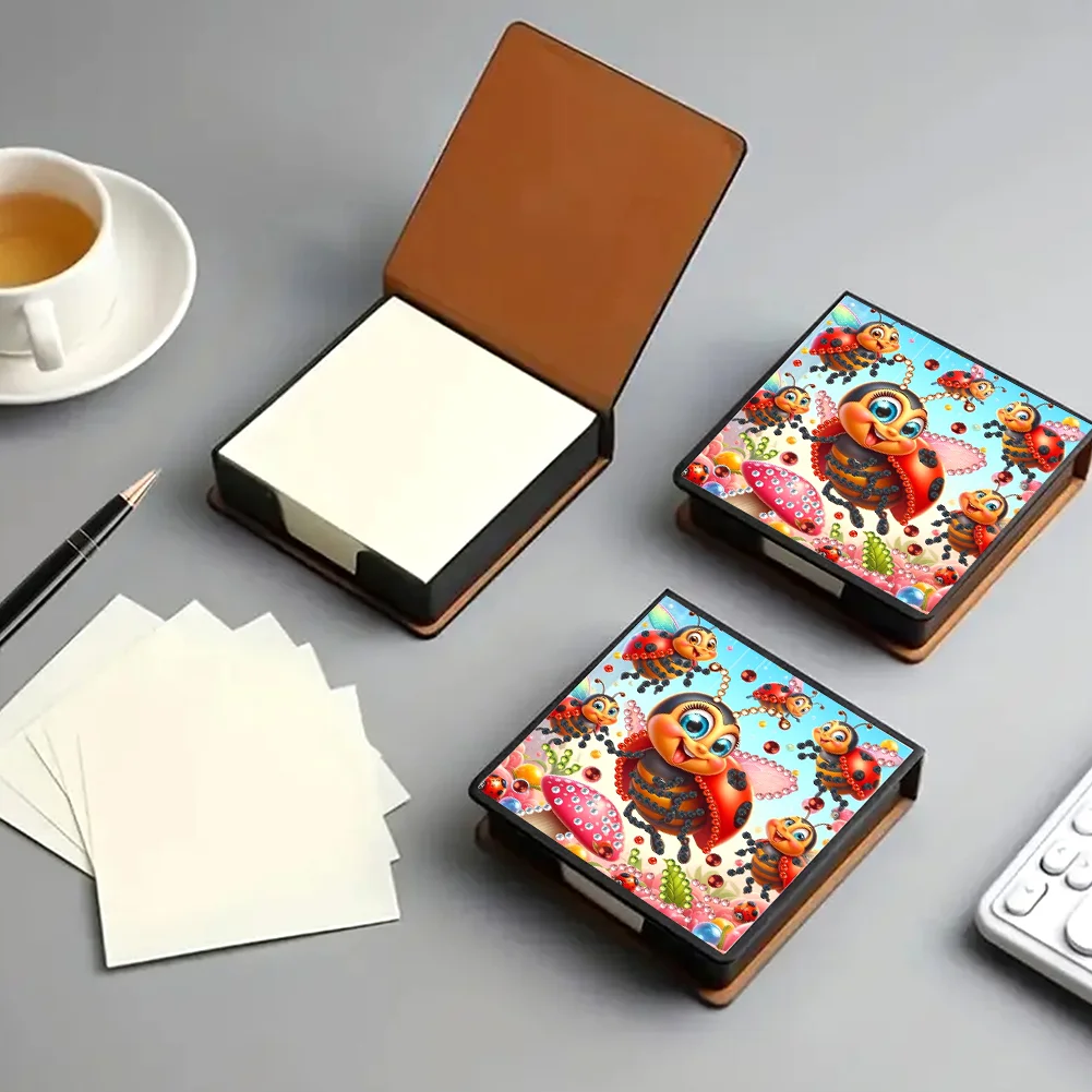 PU Insects Diamond Painting Notecard Box with Papers for DIY Art Craft